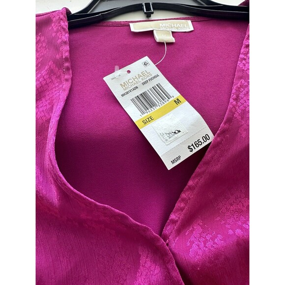 Michael Kors Women's Mini Dress Snake Print Jacquard Faux Wrap Deep Fuchsia M - Picture 3 of 12